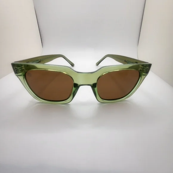 Knockaround Songbirds Clear Green Brown Frame Cateye Flat Bottom Sunglasses - Picture 4 of 4